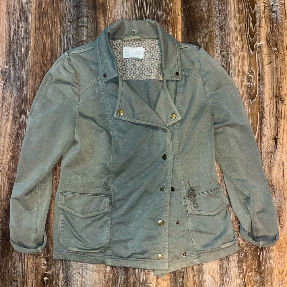 Anthropologie Saturday Sunday Cargo Jacket Green Boho